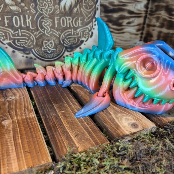 Skeleton Flexi Shark Flexible Articulated Fidget Toy Ocean 3D Printed - Picture 4 of 10